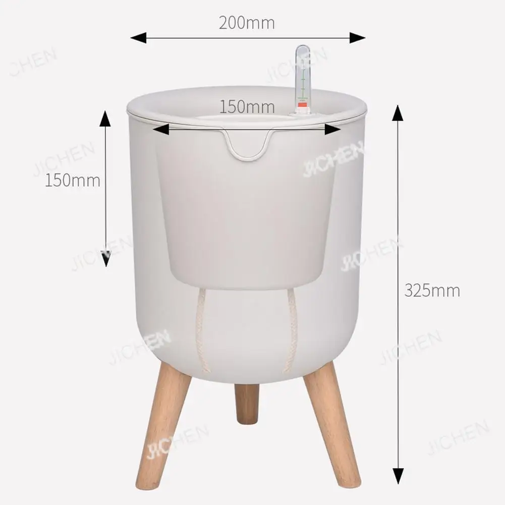 

New Automatic Self-Watering Flower Pot With Water Level For Home Indoor Outdoor Garden Flower Pot With Wooden Bracket Home Decor