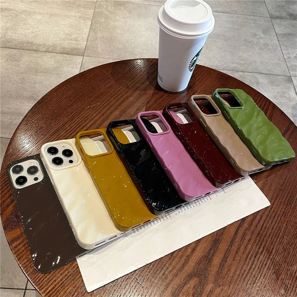 Luxury Curly 3D Wavy Pattern Candy Color Phone Case For iPhone 16 15 11 12 13 14 Pro Max X XR XS 7 8 Plus Soft Shockproof Cover