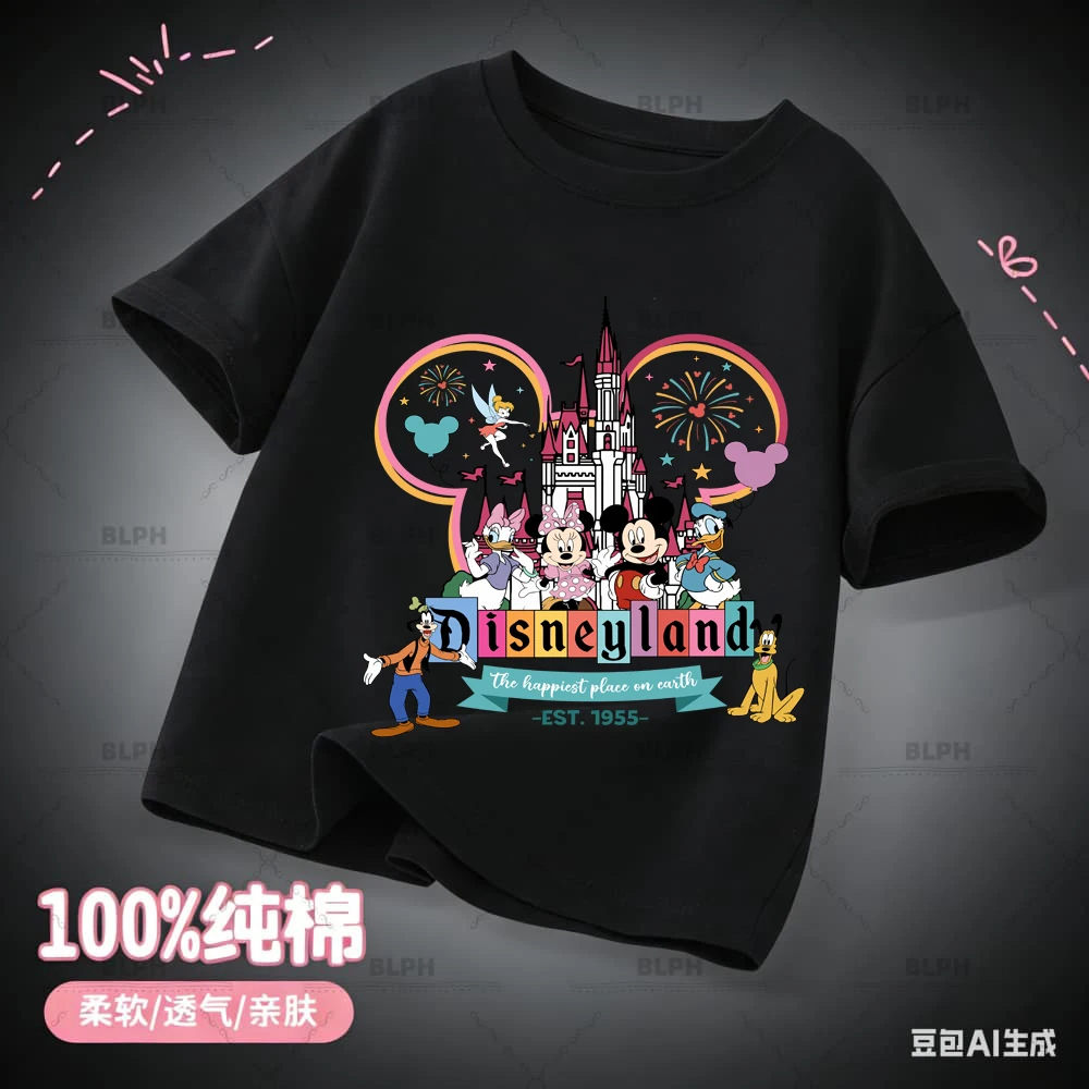 

Детская футболка с изображением Тинкер Белл и друзья из Диснейленда, 100% хлопок, для детей от 2 до 14 лет, подарок для мальчиков и девочек, футболка с изображением парка развлечений