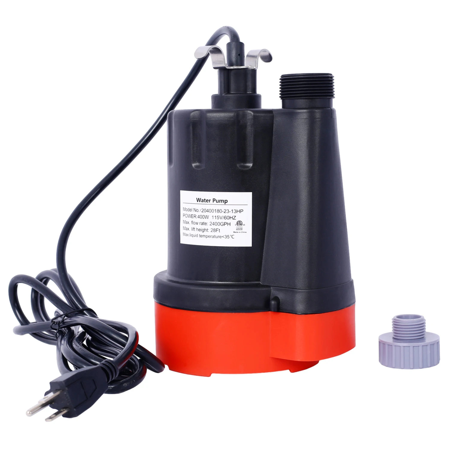 

Submersible Water Pump, 1/3HP 2500GPH Thermoplastic Utility Pump Portable Electric Water Pump Sump Pump, With 10 Feet Power Cord