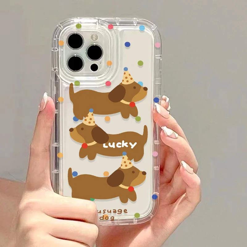 Cartoon Sausage Dog Phone Case For iPhone 17 Pro Case iPhone 14 16 11 13 12 15 Pro Max Air 16E XR 7 8 Plus SE Shockproof Cover