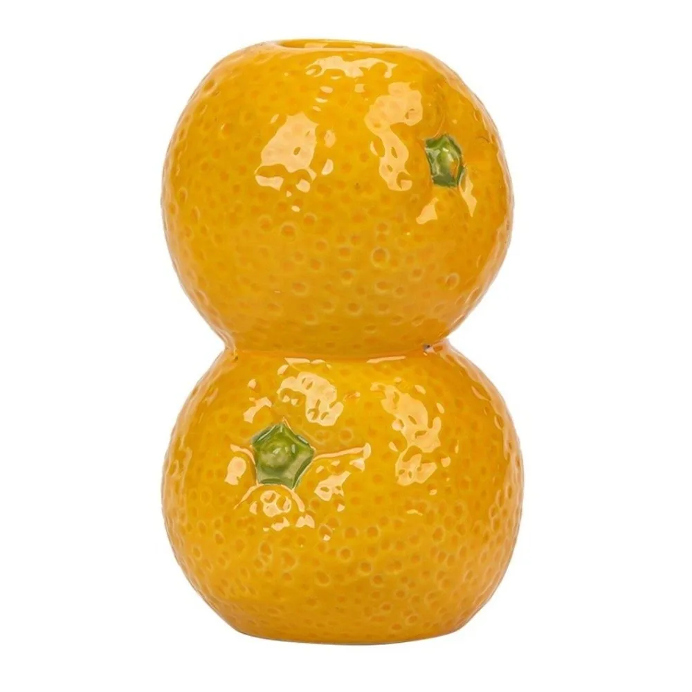 Ceramic Fruit Candle Holder Desk Ornament Orange Lemon Strawberry Candlestick Unique Style Fruit Figurines Vase Tabletop Decor