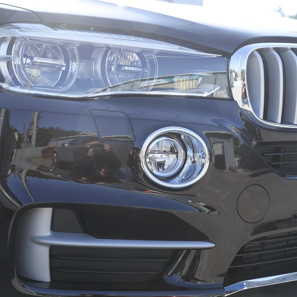 

2pcs/set For BMW X5 f15 2014-2018 Front rear Bumper Grille foglamp trim foglight cover Sticker Car Accessories