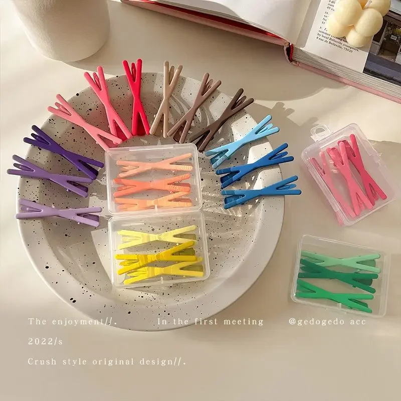 Korean Sweet Girls Sweet Hairpin Gradient Color Cross Seamless Bangs Side Clip Broken Hair Clip Edge Clip Candy Color Headwear