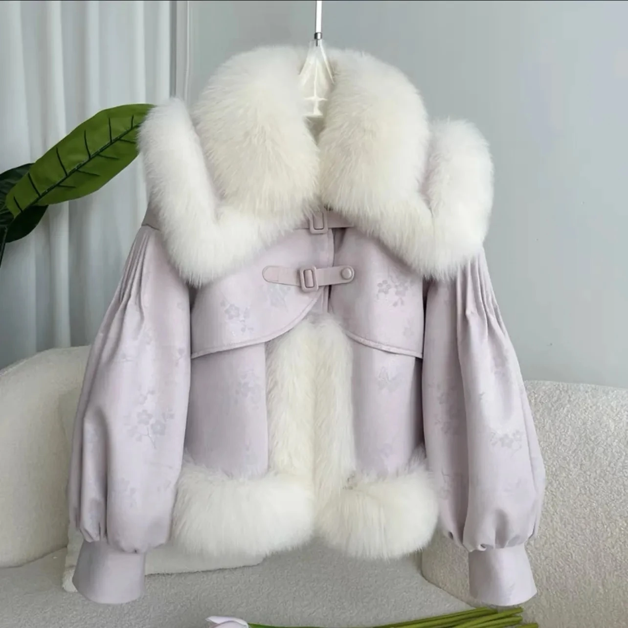 Sweet Gentle Stitching Fur One Eco-Friendly Fur Jacket Women Short Overcoat Autumn Winter 2023 New Elegant Loose Fur Jacket Top
