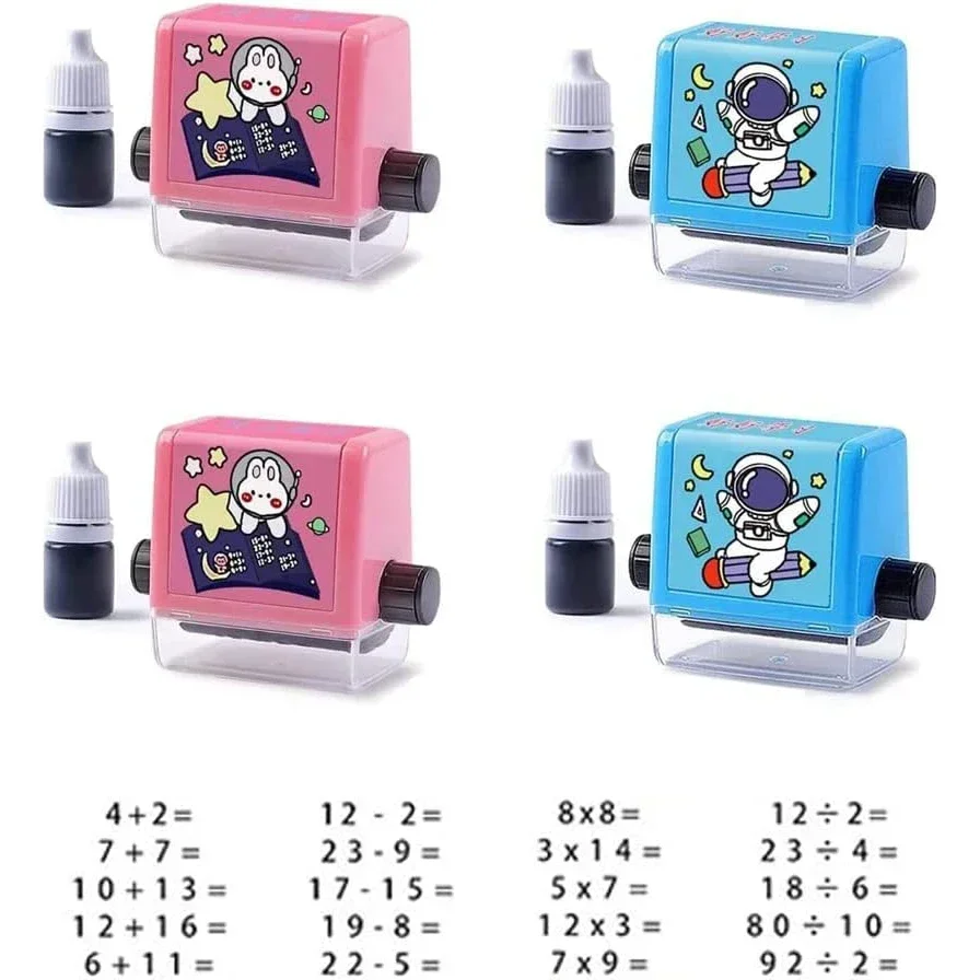 Math Roller Stamp Addition Subtraction Multiplication Division Practice Digital Type Mathematical Operation Stamp Pupils Teacher