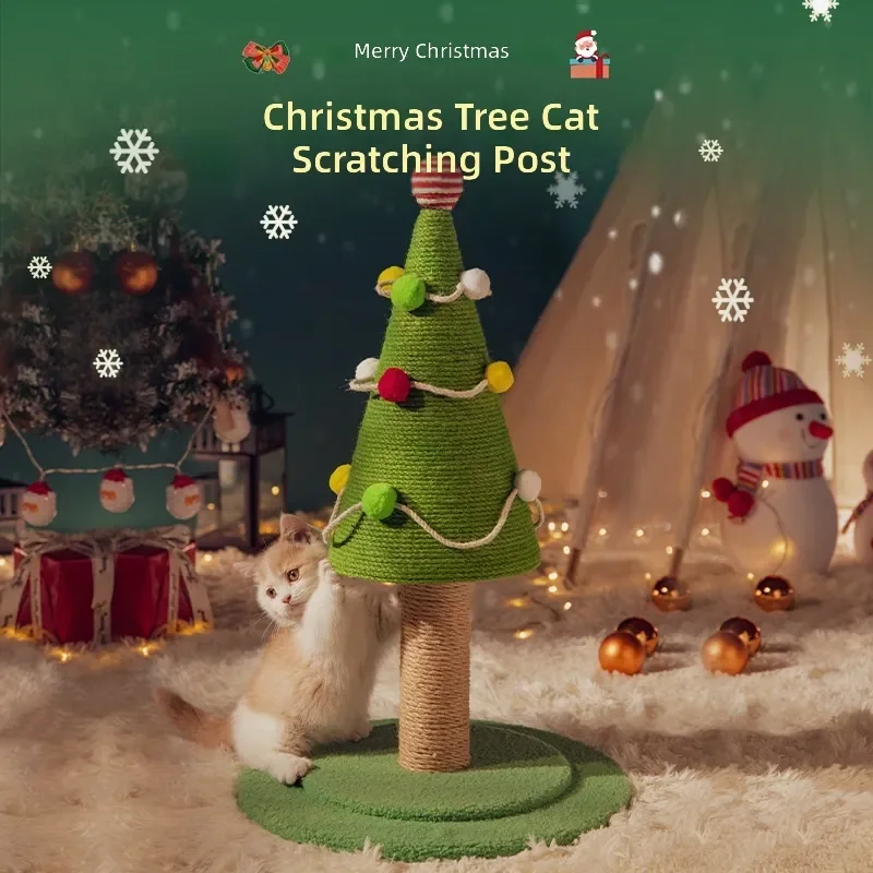 for Cat Climbing Frame Christmas Tree Natural Sisal Scratching Column Simulation Lawn Large Wear Resistant Scratch Resistant
