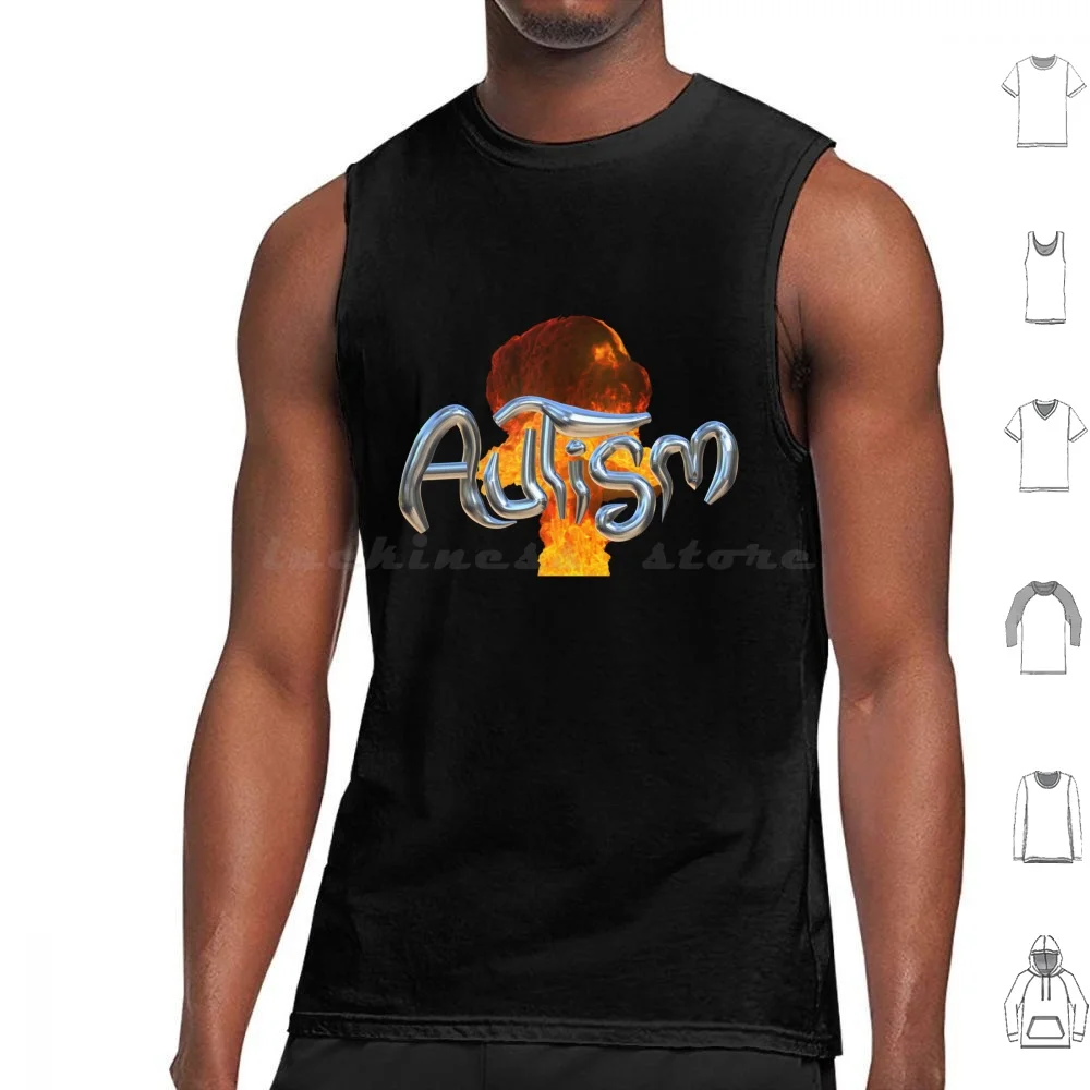 Autism Explosion!! Tank Tops Vest Sleeveless Autism Adhd Asd Neurodivergent Memes Tism 3D Art 3D Modelling Typography Cyber