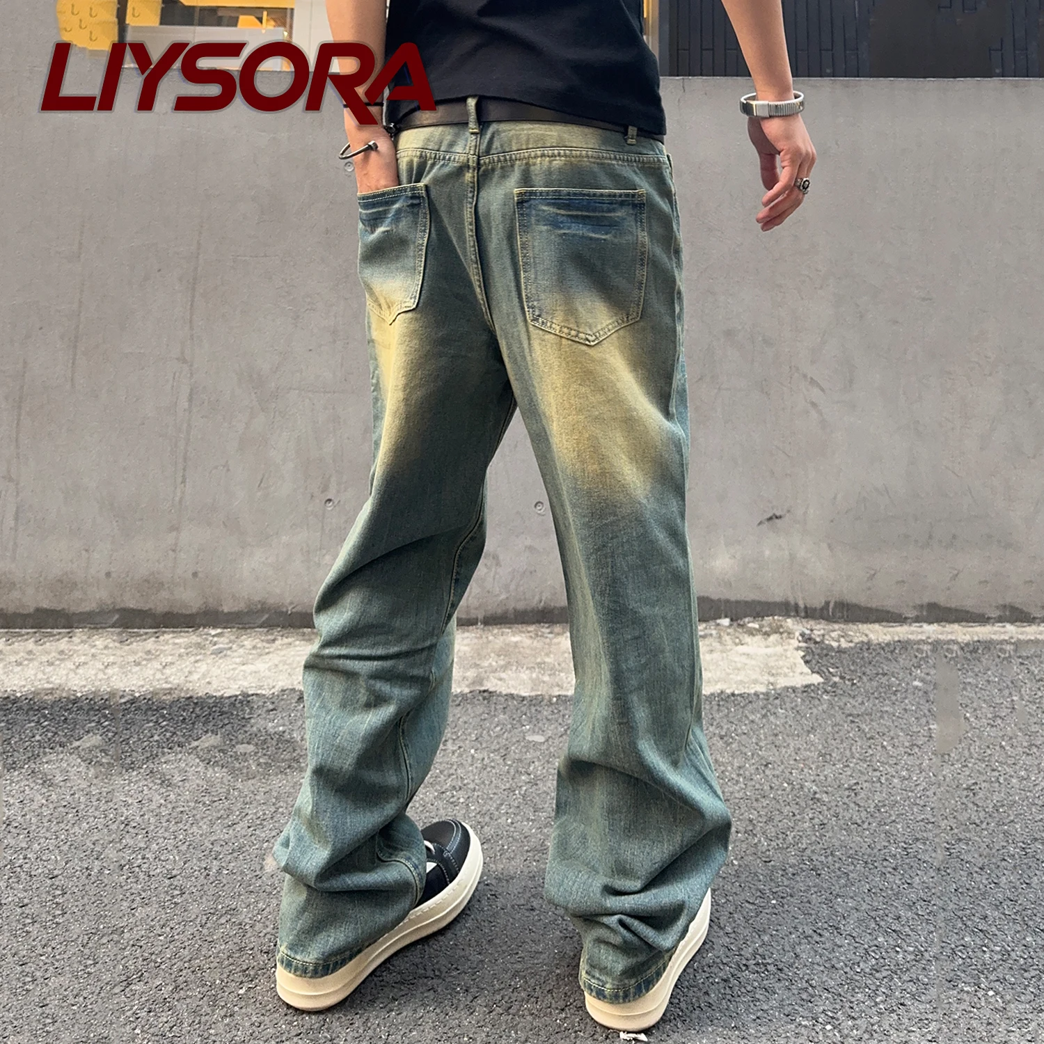 Men's American Retro Blue Baggy Wide-Leg Jeans Korean Street Trend Super Cool Denim Pants Unisex Daily Casual Jeans Men Clothes