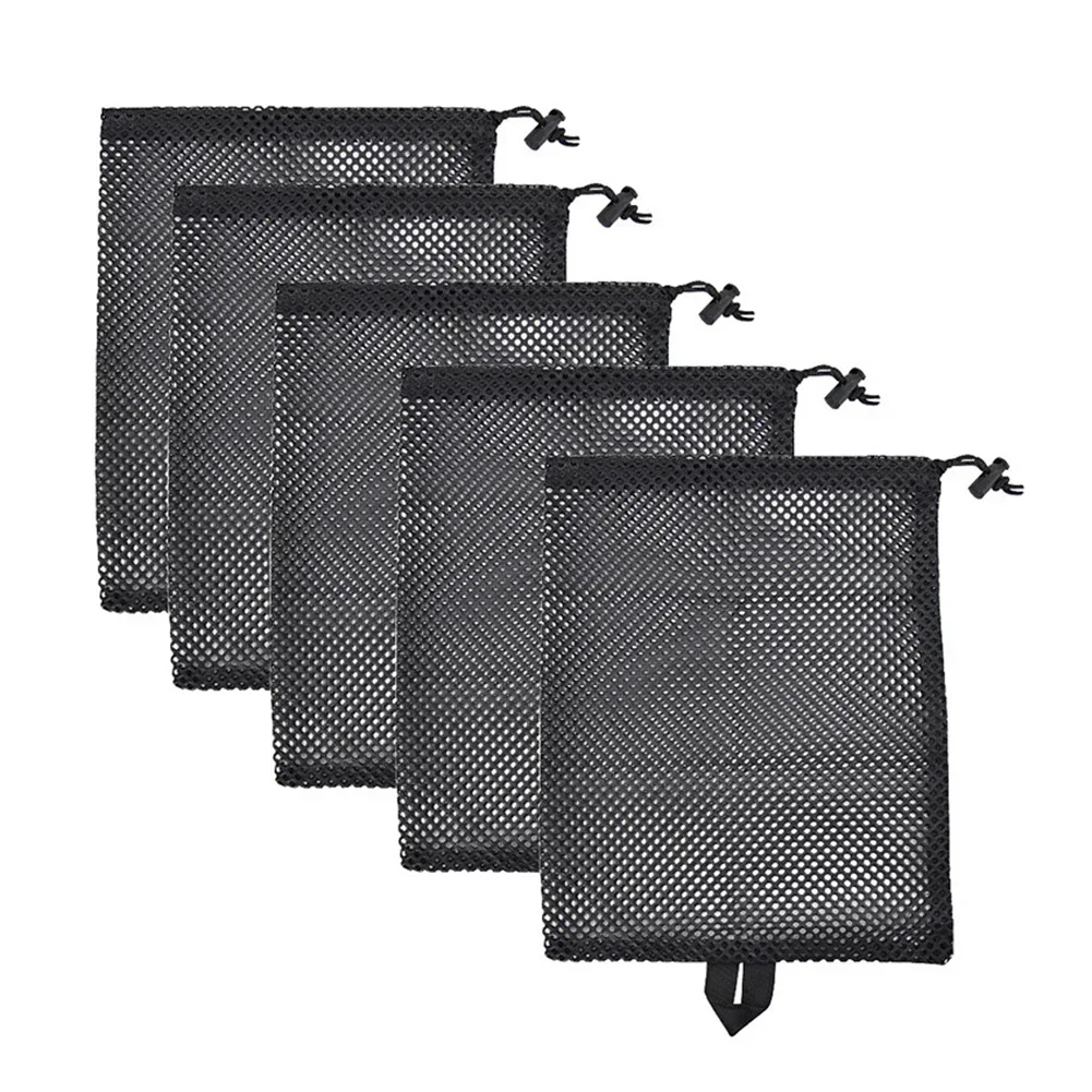 Nylon Mesh Drawstring Pouch 5 Pack Drawstring Pouch Drawstring Storage Bags Home Outdoor Travel Nylon Mesh Brand New