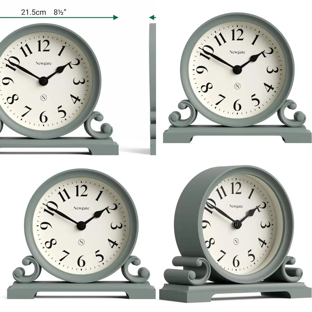 

Asparagus Green Double Scroll Mantel Clock - Traditional Style for Desk, Table, Shelf or Bedside