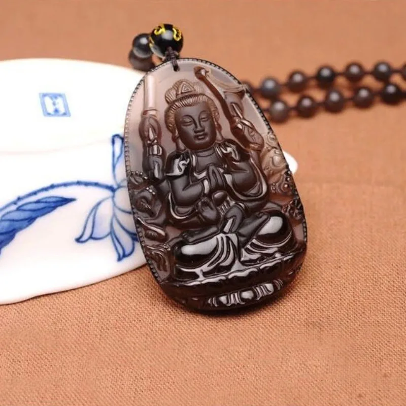 Ice Obsidian Thousand Hands Guanyin Pendant Natal Year Male and Female Patron Saint Pendant