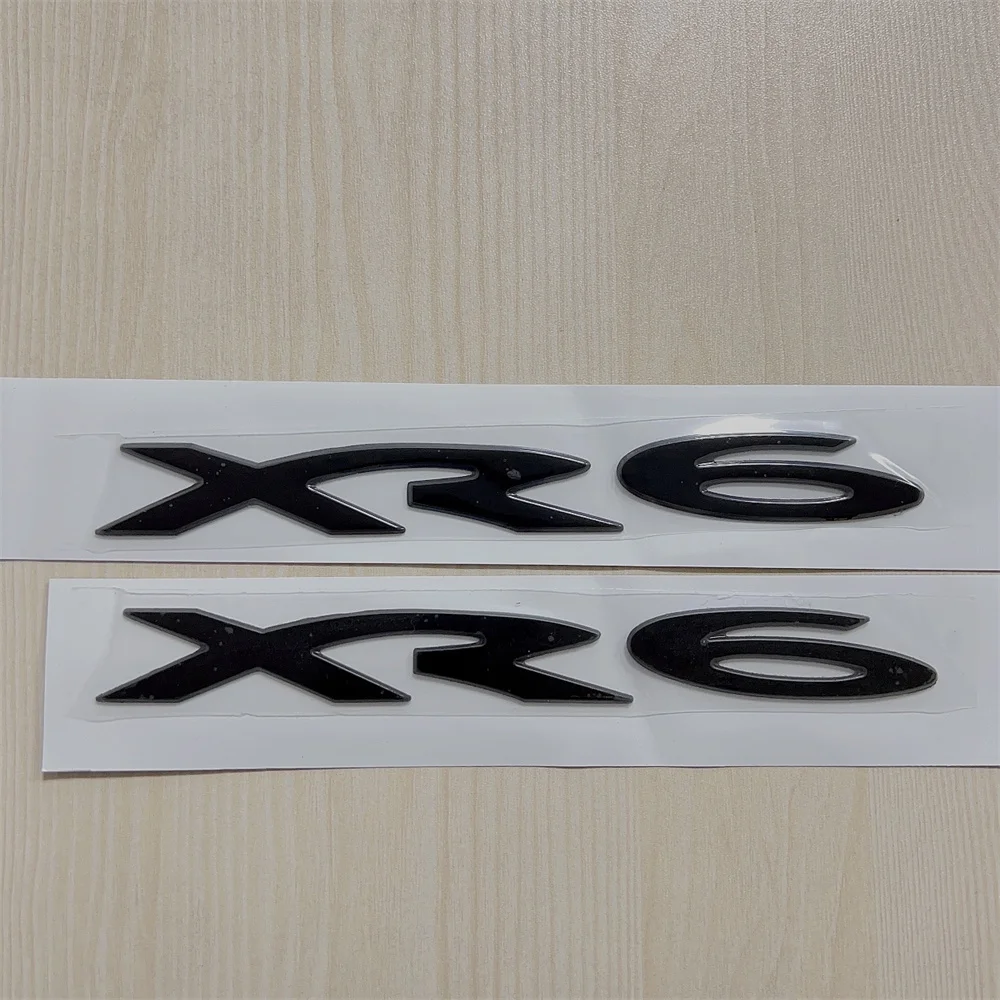 2 Pieces Word XR6 Car PVC Chrome Black 3D Letter Car Trunk Fender Side Or Rear Badge Emblem Custom Name Plate Sticker Decal