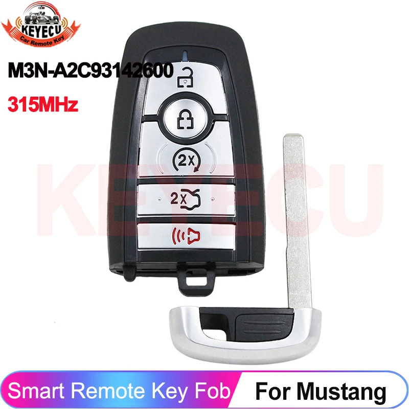 

KEYECU For Ford Mustang 2017 2018 2019 2020 315MHz M3N-A2C93142600 Smart ID49 Chip 5 Buttons Key Remote Fob