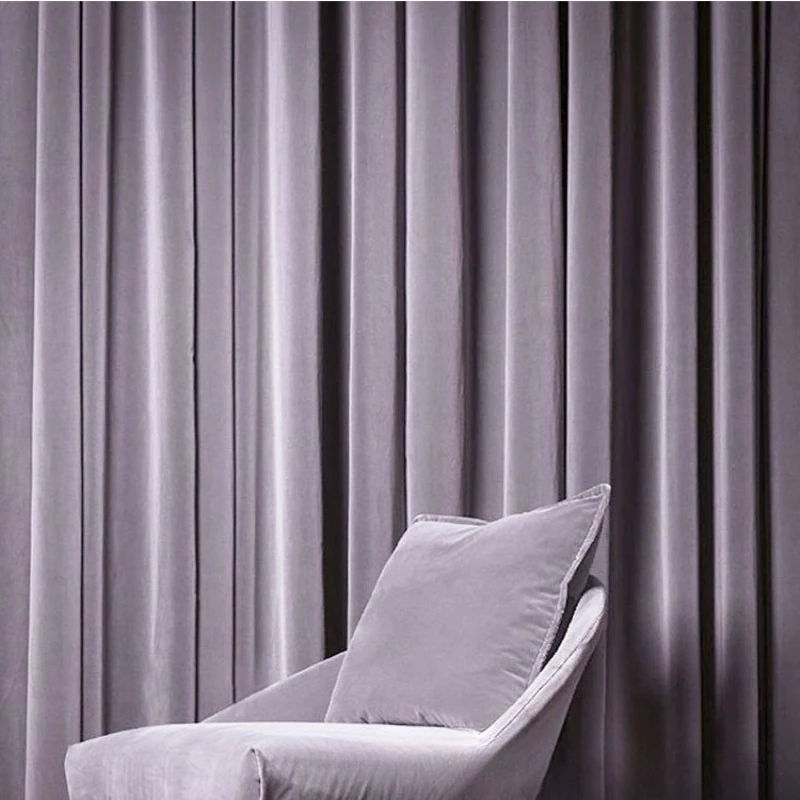 American Brown Light Luxury Velvet Curtains Dark Brown Velvet Custom Blackout Floating Curtains for Living Dining Room Bedroom
