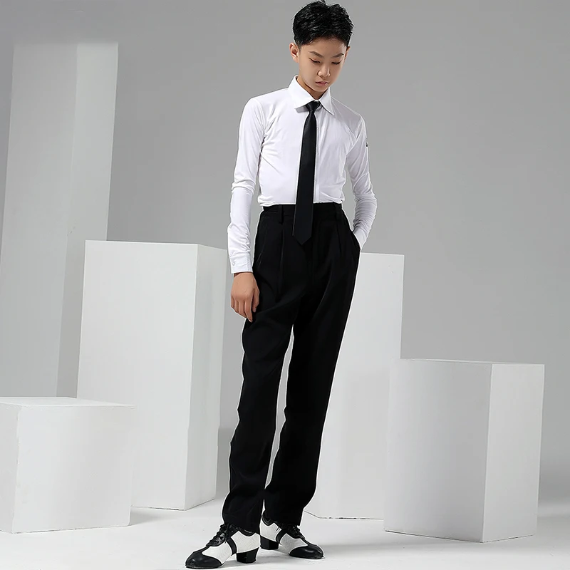 

Latin Dance Performance Costume Boy's Standard Ballroom Dancing Long Sleeves Shirt Children Cha Cha Waltz Dancer Tops VBH1692