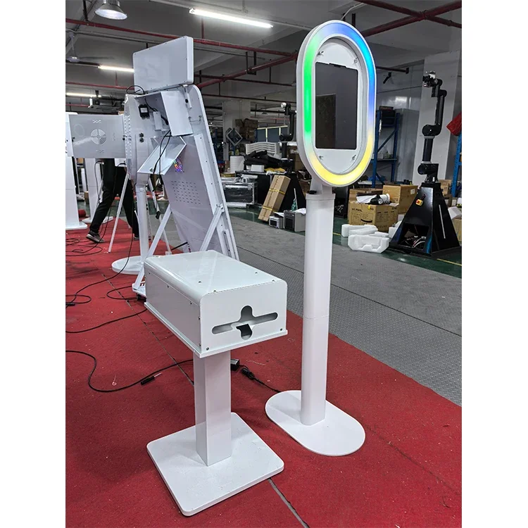 Oval Head Ipad Mirror Photo Booth with Flash And Umbrella With Printer Stand Cover Selfie iPad Photobooth Shell for Events