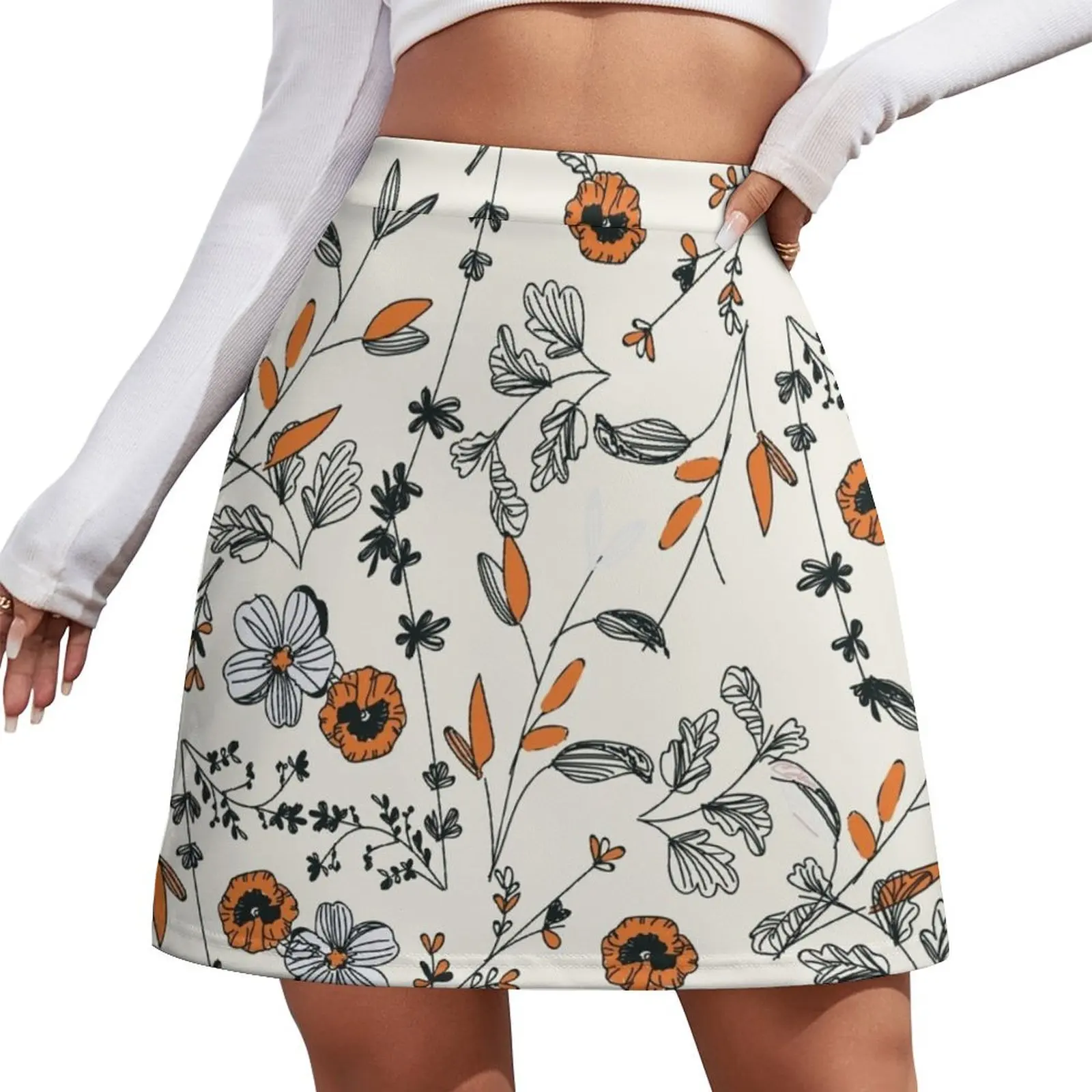 

Orange Flower Pattern Mini Skirt skirts for woman Women clothing dresses summer woman 2026