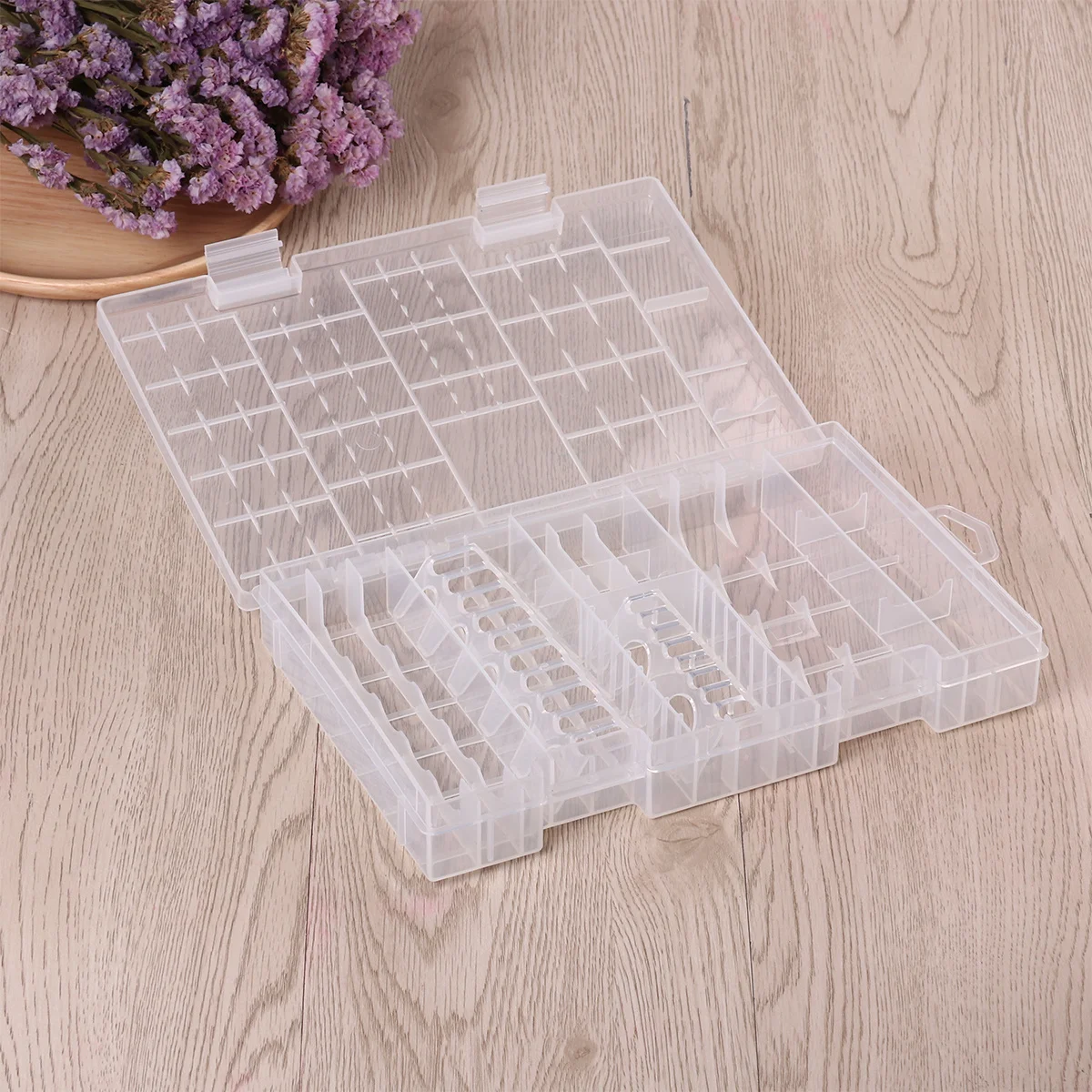 

Portable Transparent Storage Case Box Organizer Hard Plastic Holder for Aa Aaa 9V Batteries Adjustable Grooves Large