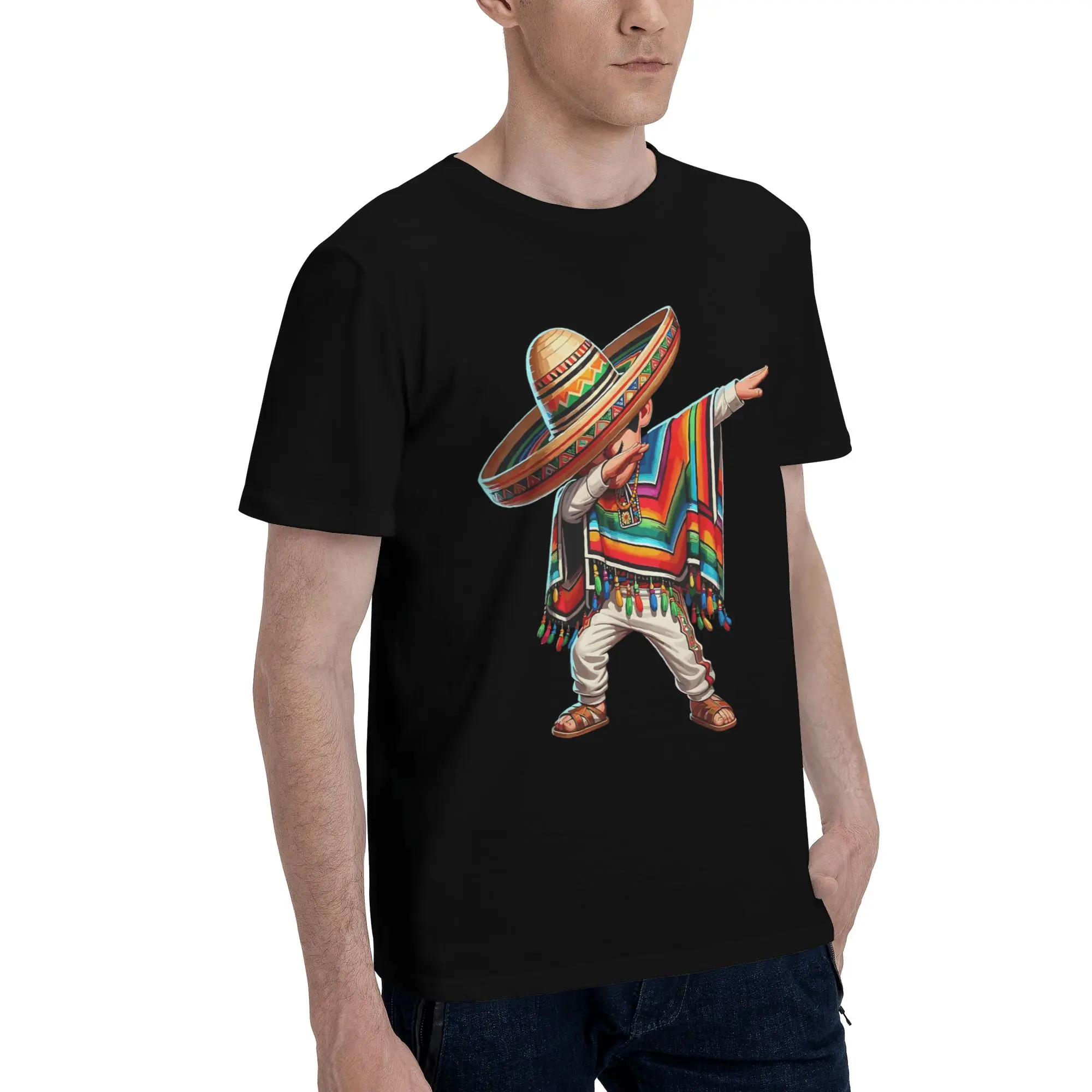 Mexican Boy Dabbing Poncho Cinco de Mayo T Shirt Men Cotton Fashion for Male T-Shirt Crewneck  Tees Short Sleeve Clothes Graphic