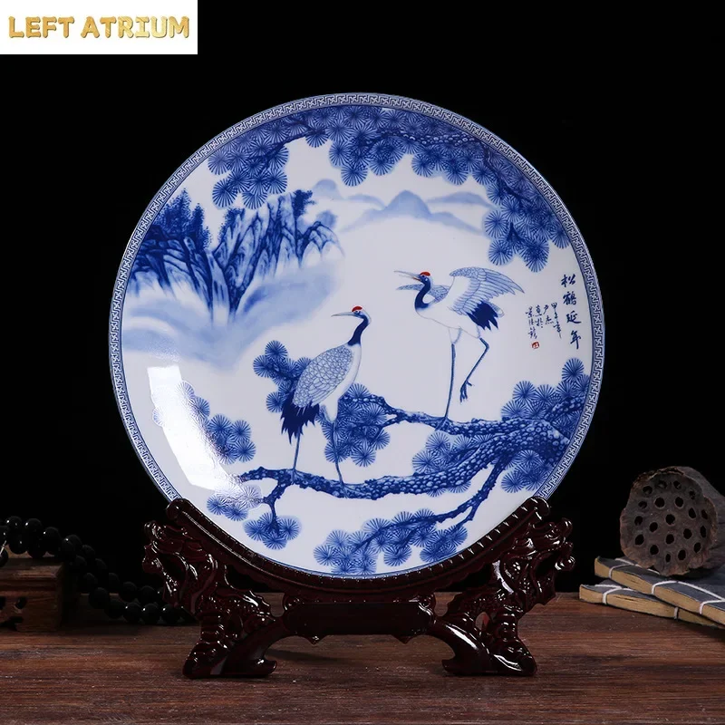 Jingdezhen ceramics,blue and white porcelain hanging plates and decorative plates,Chinese home desktop decoration crafts,gifts