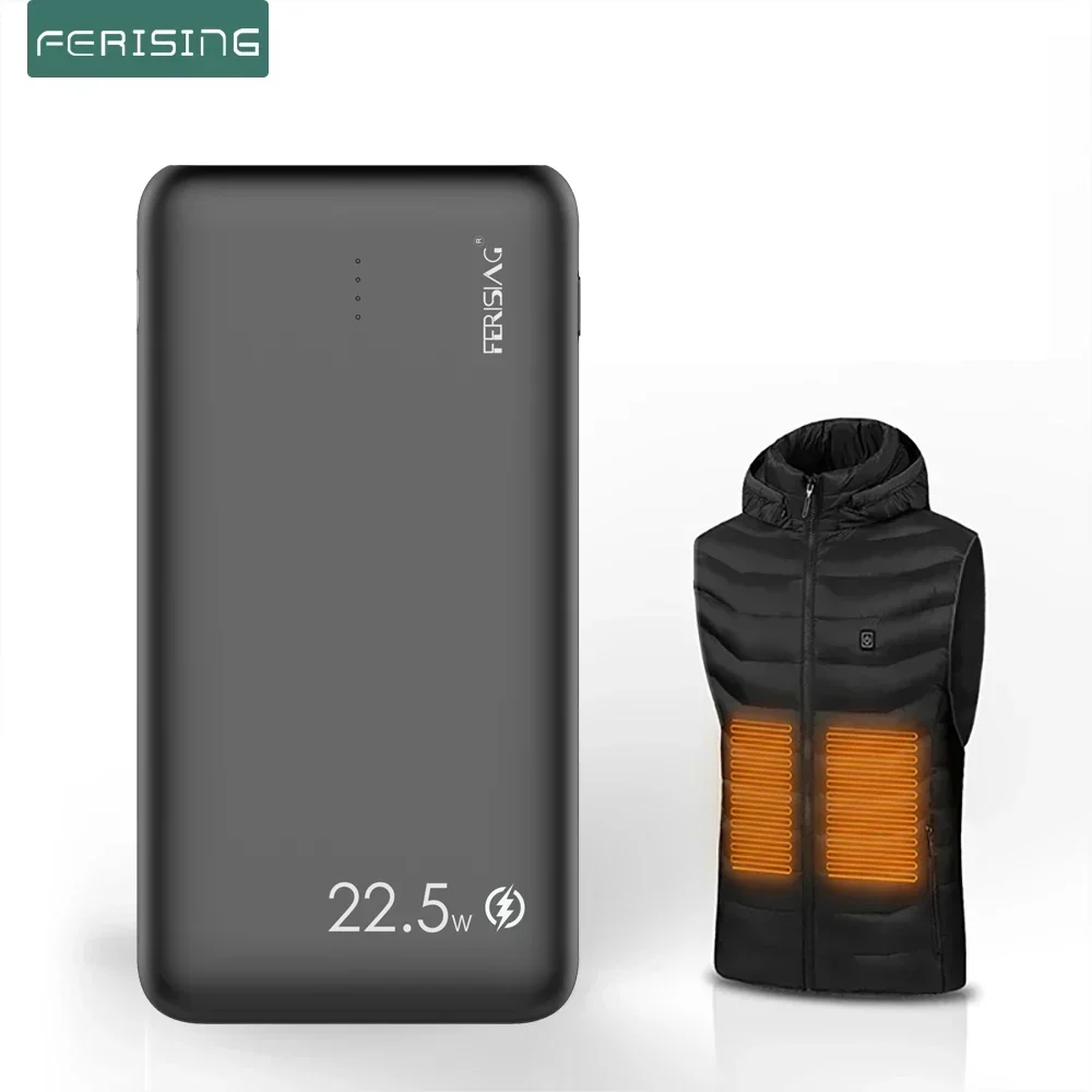 

FERISING-Power Bank for Heated Vest, Rechargeable Heated Jacket Battery Pack, Portable Charge for Heated Clothing, Coat, Pants