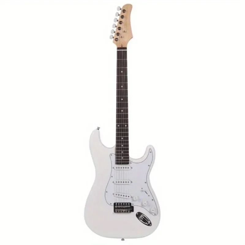 Fingerboard White Electric Guitar - High-Quality Instrument with Smooth Playability and Rich Tones-Beginners and Professionals