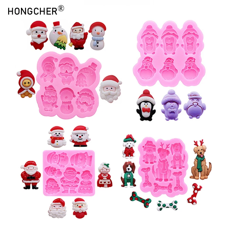 Weihnachten Weihnachtsmann Schneemann Weihnachten Pinguin Fondant Kuchen Silikonform DIY Schokolade Kuchen Dessert Dekoration Form