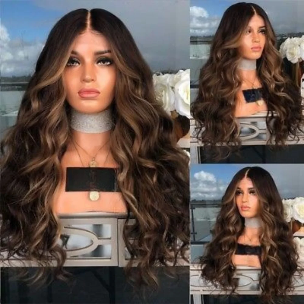 

Объемная волна, плотность 200, коричневый длинный бесклеевой кружевной парик 5x5, шелковая основа, человеческие волосы для женщин, предварительно выщипанные детские волосы