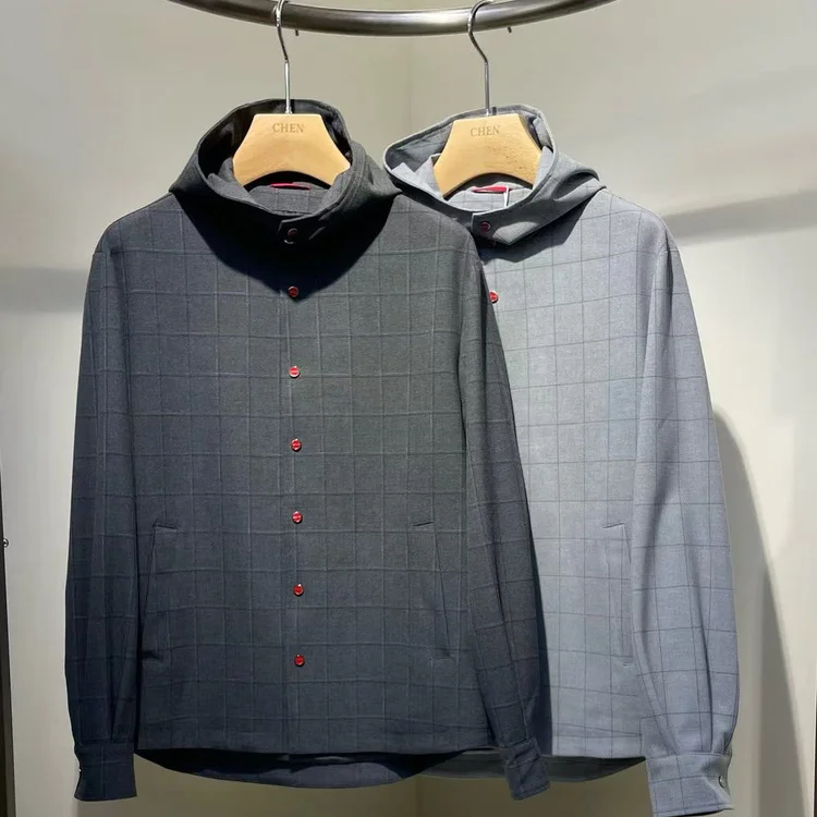 

Kiton Италия осень и зима новая мода повседневная куртка с капюшоном старый стиль денег мужское деловое однотонное универсальное пальто