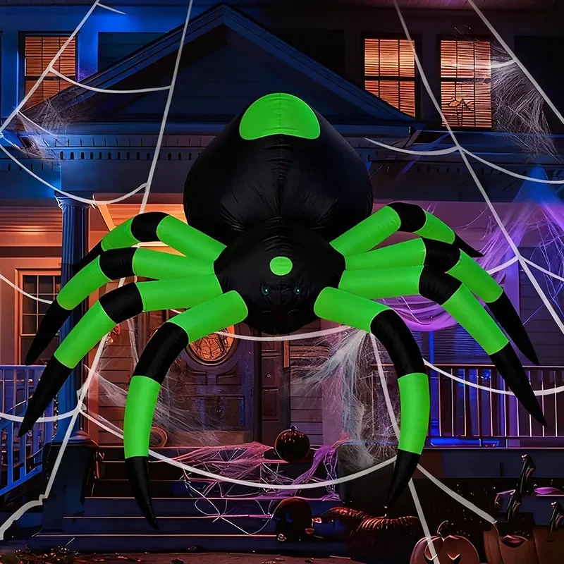 1.8 meters Halloween inflatable giant spider air model decoration LED luminous eye courtyard outdoor lawn garden