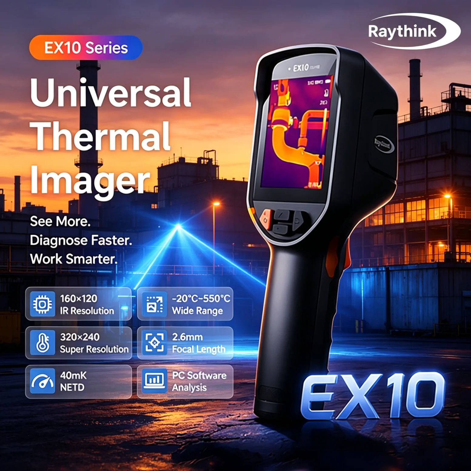 Raythink EX10 High Resolution Handheld Infrared Thermal Imager Electrical Inspection Floor Heating House Inspection