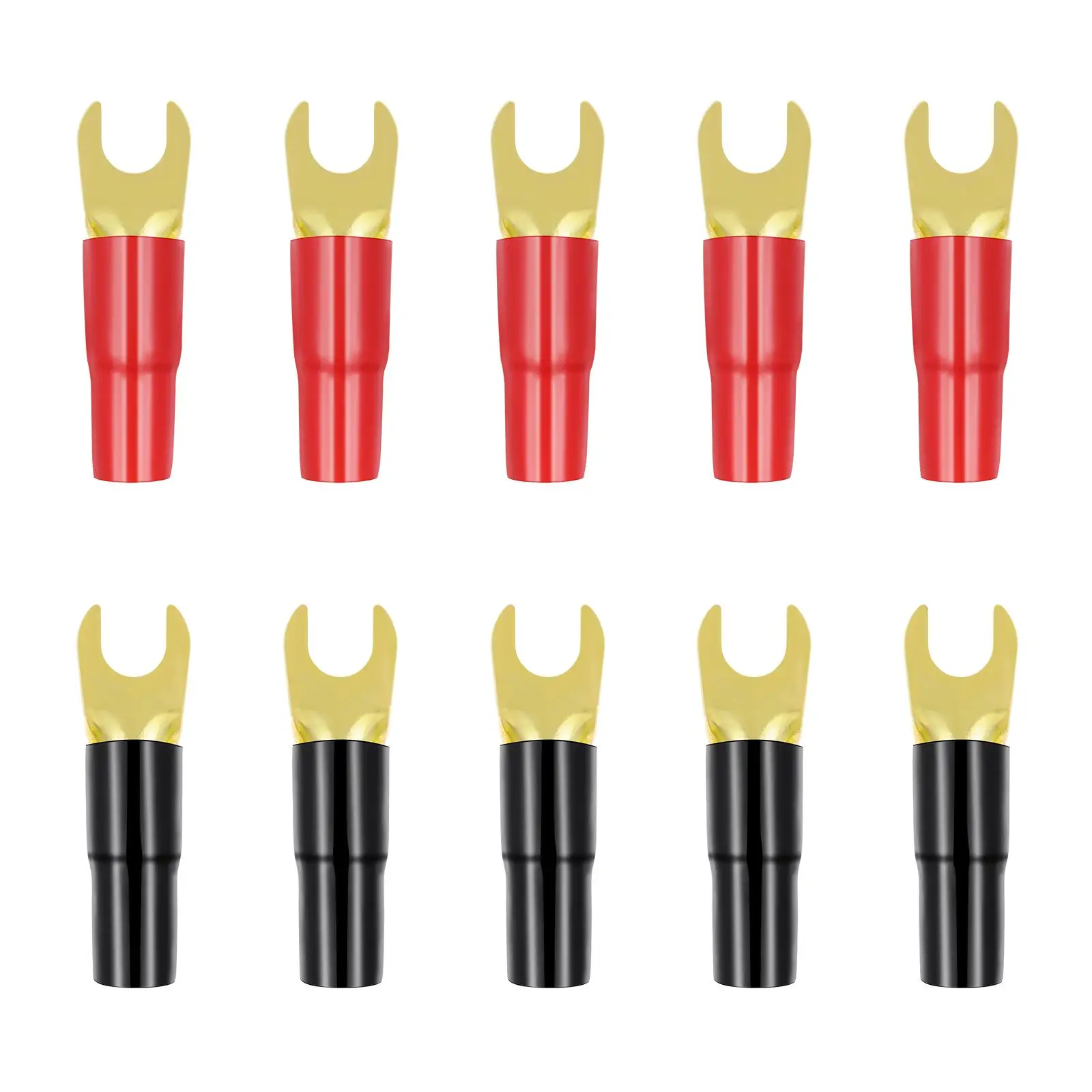 

5 Pairs Terminals Connectors 8GA Terminal Crimp Terminals Connector Fork Audio Speaker Wire Connection