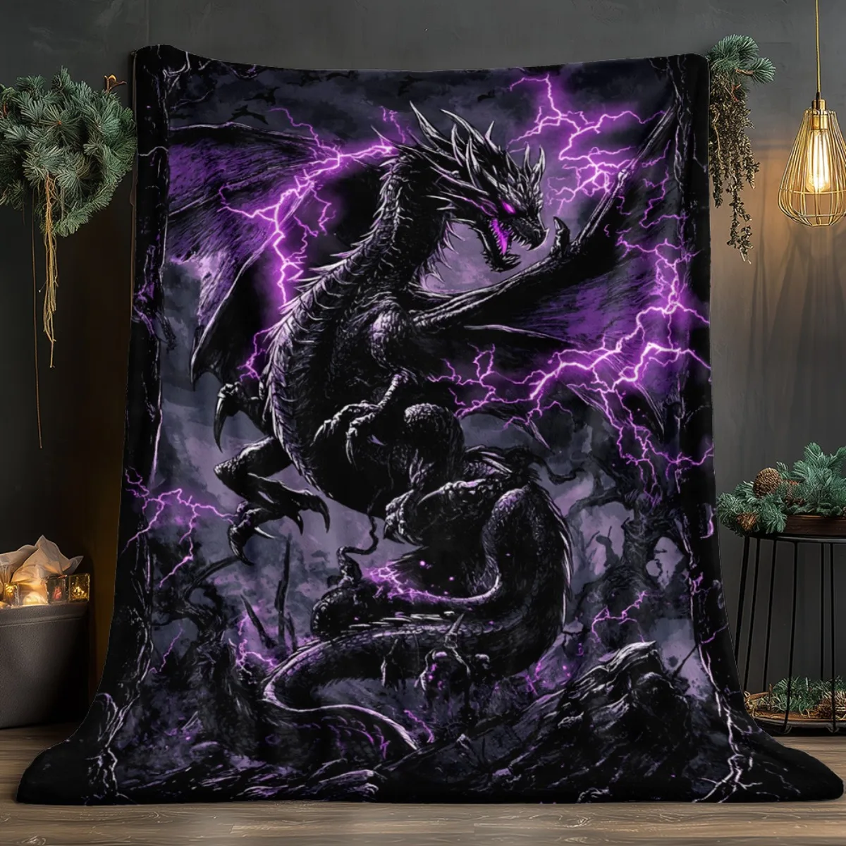 Dark Purple Abstract Art Throw Blanket, Soft Lightweight Blanket for Sofa Bed Office, Versatile Winter Home Decor