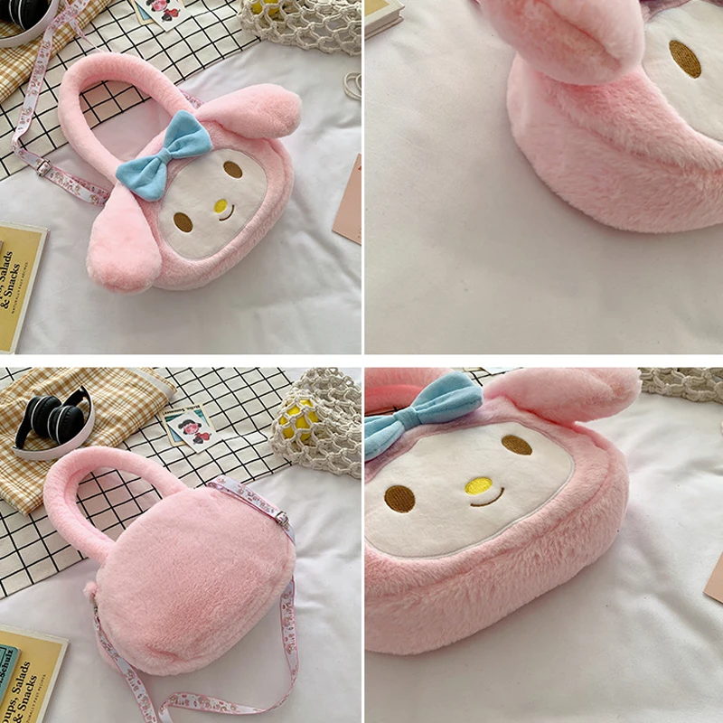 

Ins Kuromi Crossbody Bag Velvet Tote Bag Tuition Bag Cute Cinnamoroll Kawaii Cartoon Handbag Girl Gift Anime Figure