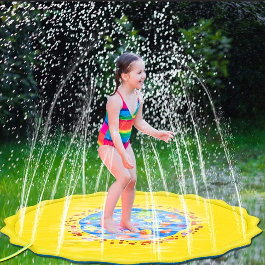 100/170cm Children Play Water Mat Outdoor Party Toy Lawn For Children Summer Pool Kids Games Fun Spray Water Cushion Mat Toys