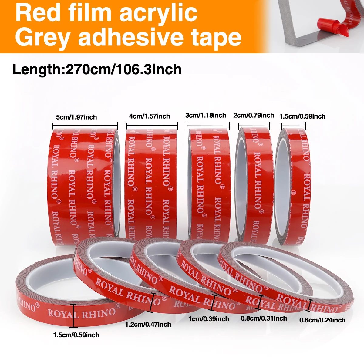 Double Sided Strong Adhesive Tape High Viscosity Waterproof Residue Free Foam Tape home car Industrial Adhesive Tape-Royal