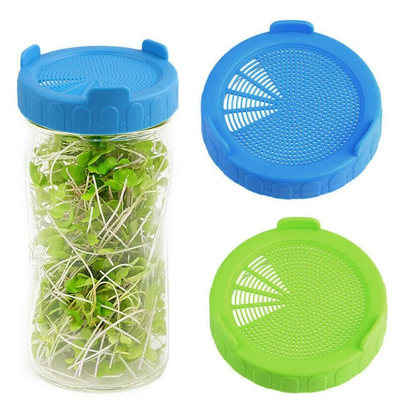 Wide Mouth Plastic Mason Jarhipping Seed Crop Germination for Jar plant Sprouting Lid Food Grade Mesh Sprout Cover Drops