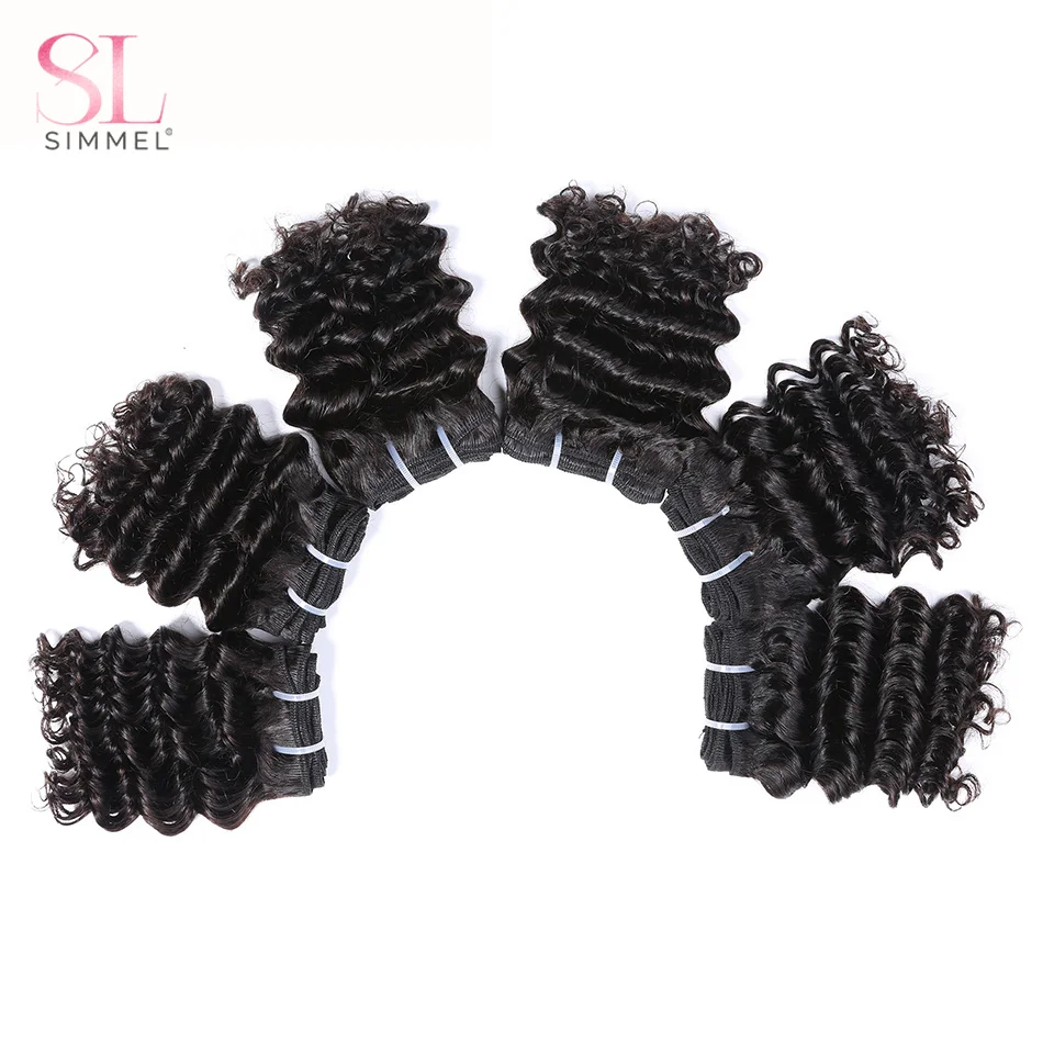 Short Deep Wave Hair Bundles Malaysian Curly Human Hair Weaving 6 inches Double Draw Remy Hair Extensions Natural Cheap Bundle