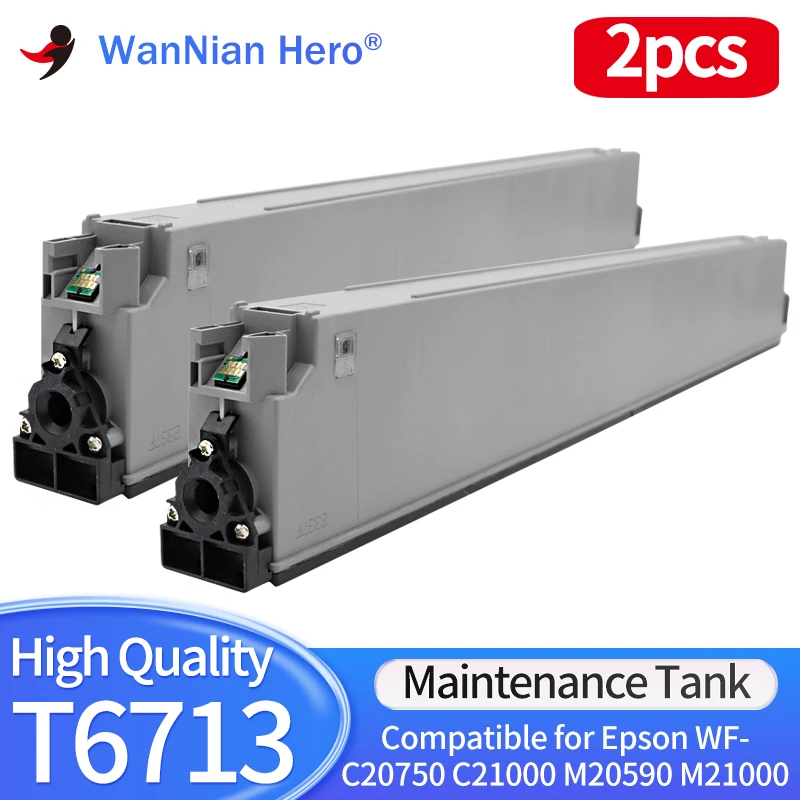 2pcs T6713 Maintenance Tank Compatible For Epson WF-C20750 WF-C20600 M2100 M20590  WF-C20590 WF-C17590 Printer Maintenance Box