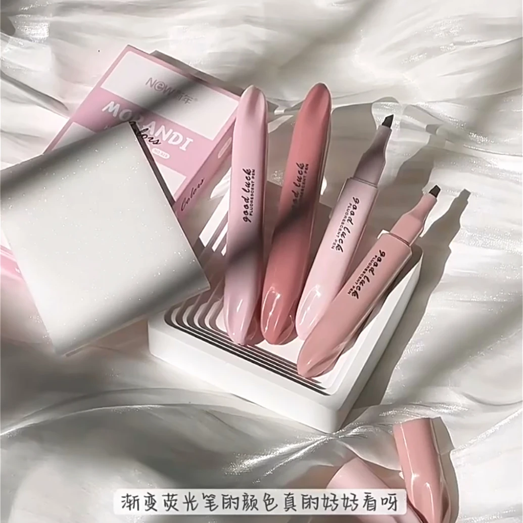 

Double-Headed Gradient Highlighter Japanese High-Value Three-Color Marker Student Key Pen Marker Ins Style