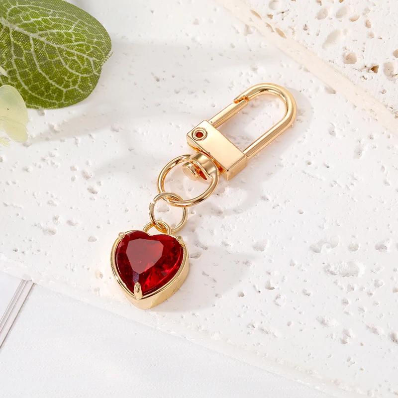 Glass Bling Colorful Heart Crystal Keychains Keyring For Women Friend Gift Trendy Cute Love Bag Car Airpods Box Mini Accessories