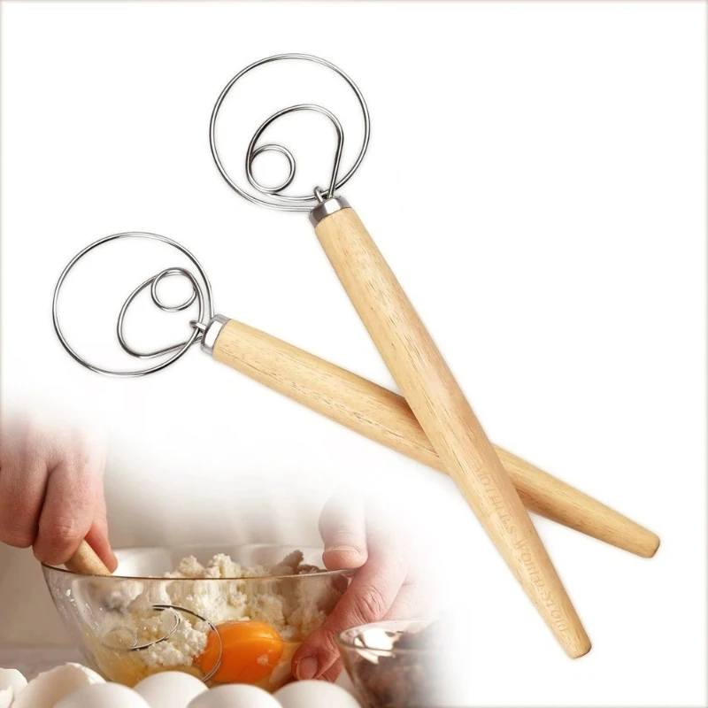 

2025 New Danish Dough Whisk Bread Mixer Stainless Steel Cake Pastry Dough Mixer Stick Egg Beater Kitchen Baking Blender Tools