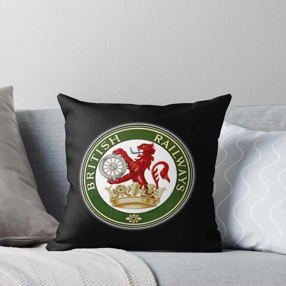 British Railways. Br, Sign, Trains, Train Spotters, Railwayana, Circular Variant, 1956 Logo. Stic Throw Pillow