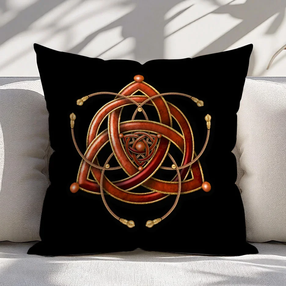 Boho Mystical Sacred Geometry Pillowcase Cushion Cover Celtic Knot Print Spiritual Boho Decor Occult Gift Throw Pillow 45x45cm H