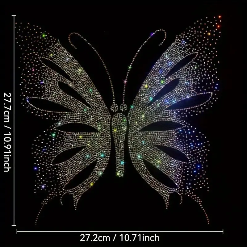 1Pc Sparkling Butterfly Rhinestone Transfer Decal - Diy Fashion Accessory For Clothing & Crafts, Non-Electric, Plastic/Cork Mate