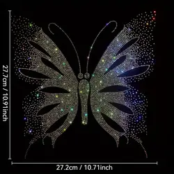 1Pc Sparkling Butterfly Rhinestone Transfer Decal - Diy Fashion Accessory For Clothing & Crafts, Non-Electric, Plastic/Cork Mate