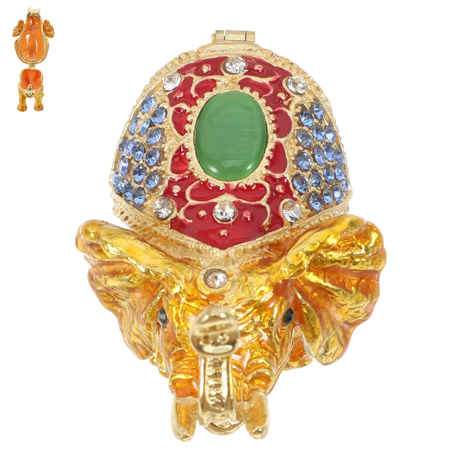 

Animal Jewelry Box Elephant Shape Rhinestone Decorated Metal Trinket Holder for Ring Earring Necklace Storage Vanity Organizer