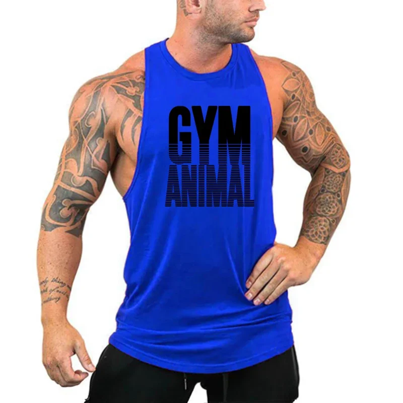 Gym Fitness Tank Tops Summer Cotton Sport Shirts Mens Bodybuilding Stringers Sleeveless Vests European and American Hurdle Tops