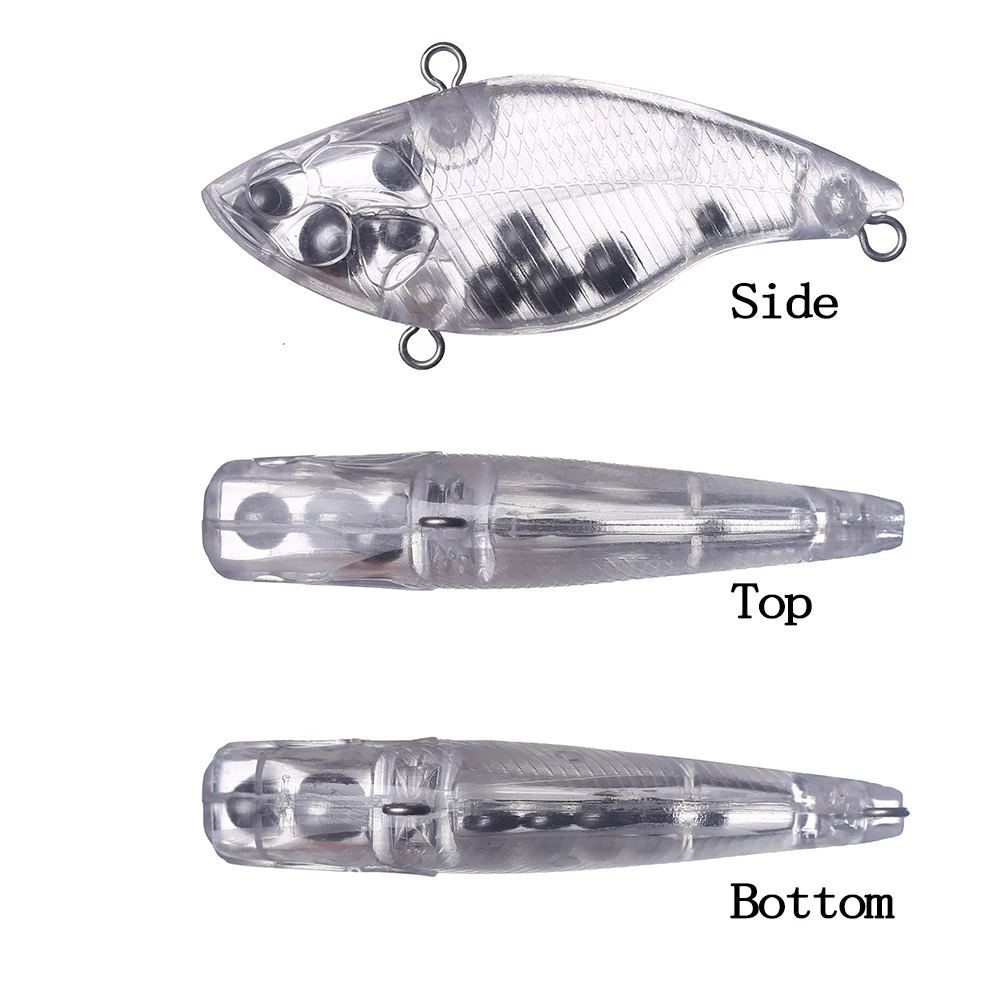 Chan’sHuang 20PCS Unpainted Blanks Bait Sinking Lipless Crankbait Rattles VIB Wobbler Vibration DIY Artificial Fishing Lures